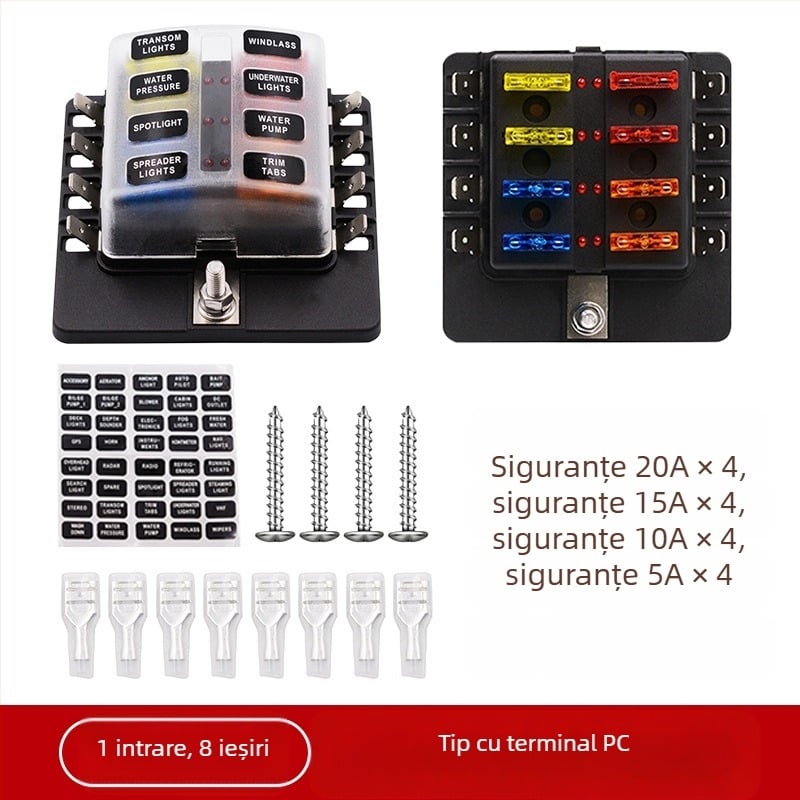 Baohe cutie de siguranțe cu 6 canale, independentă, cu polii pozitivi și negativi, pentru mașini, RV, off-road, SUV, camioane și autobuze; divizor de alimentare