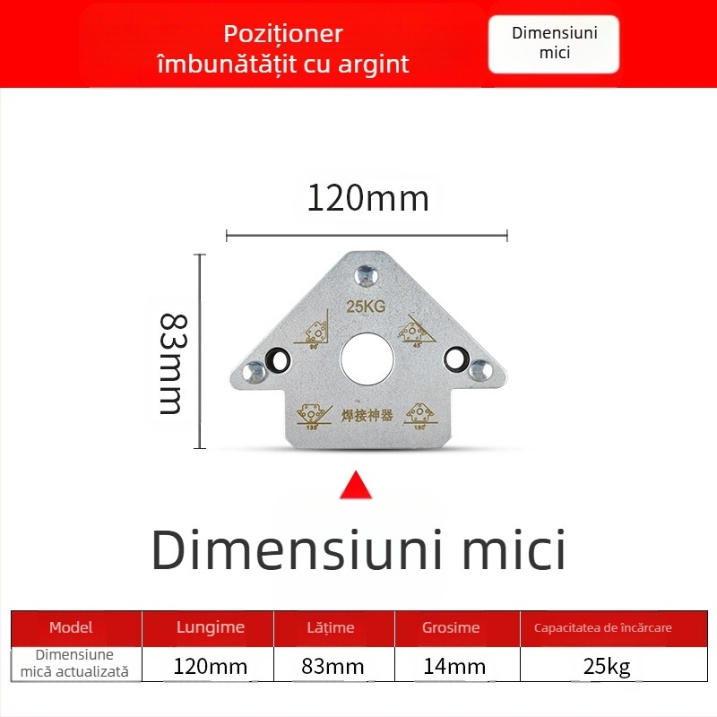 Pozitionator magnetic pentru sudură – ZHCY, oțel inoxidabil, unghi drept și unghiuri multiple, acționare manuală, alimentare automată