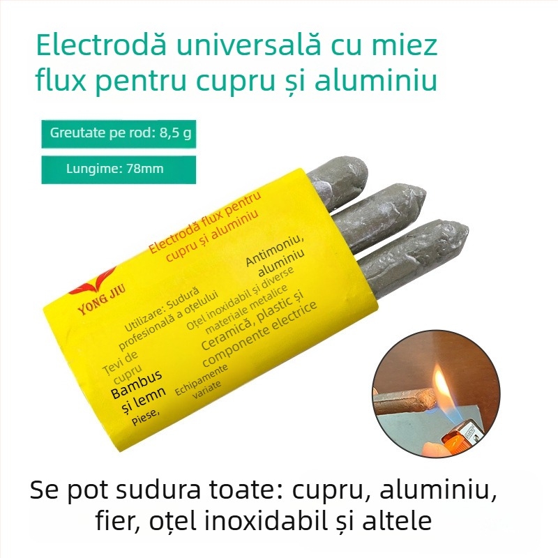 Electrod de sudură pentru reparații, temperatură scăzută, nucleu de flux, cupru-fier-aluminiu, universal, Wedding Beans