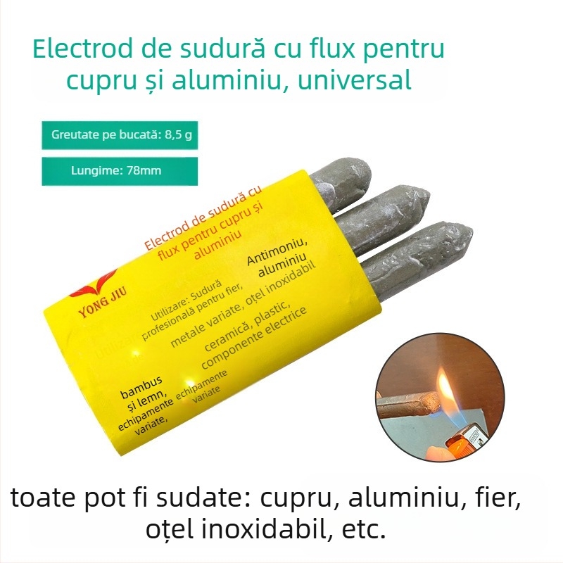 Electrod de sudură pentru reparații, temperatură scăzută, nucleu de flux, cupru-fier-aluminiu, universal, Wedding Beans