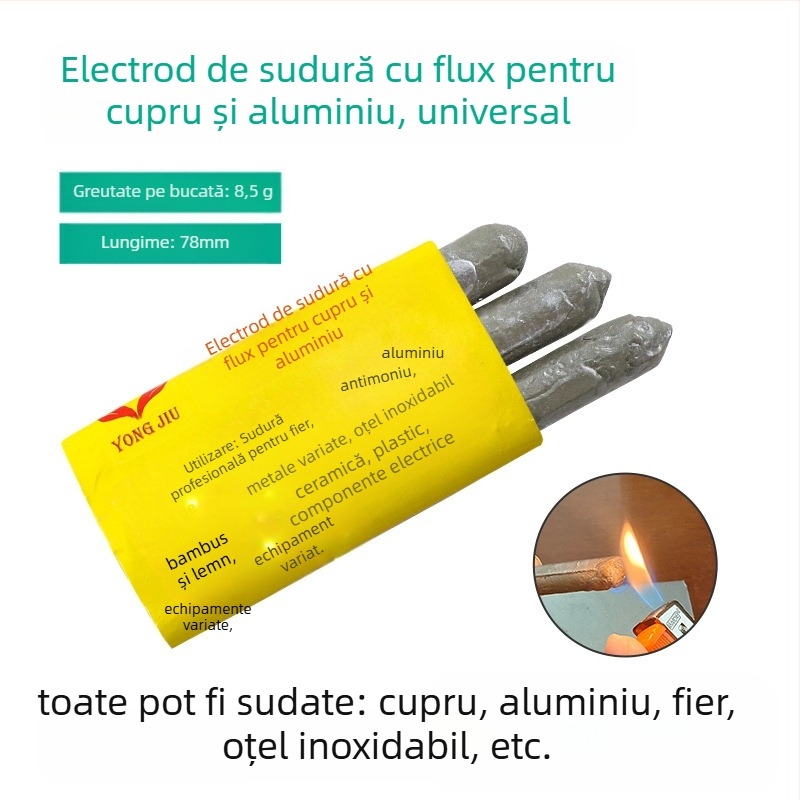 Electrod de sudură pentru reparații, temperatură scăzută, nucleu de flux, cupru-fier-aluminiu, universal, Wedding Beans