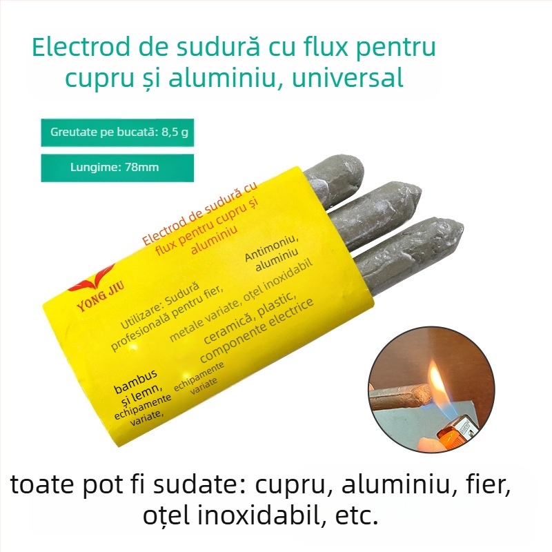Electrod de sudură pentru reparații, temperatură scăzută, nucleu de flux, cupru-fier-aluminiu, universal, Wedding Beans