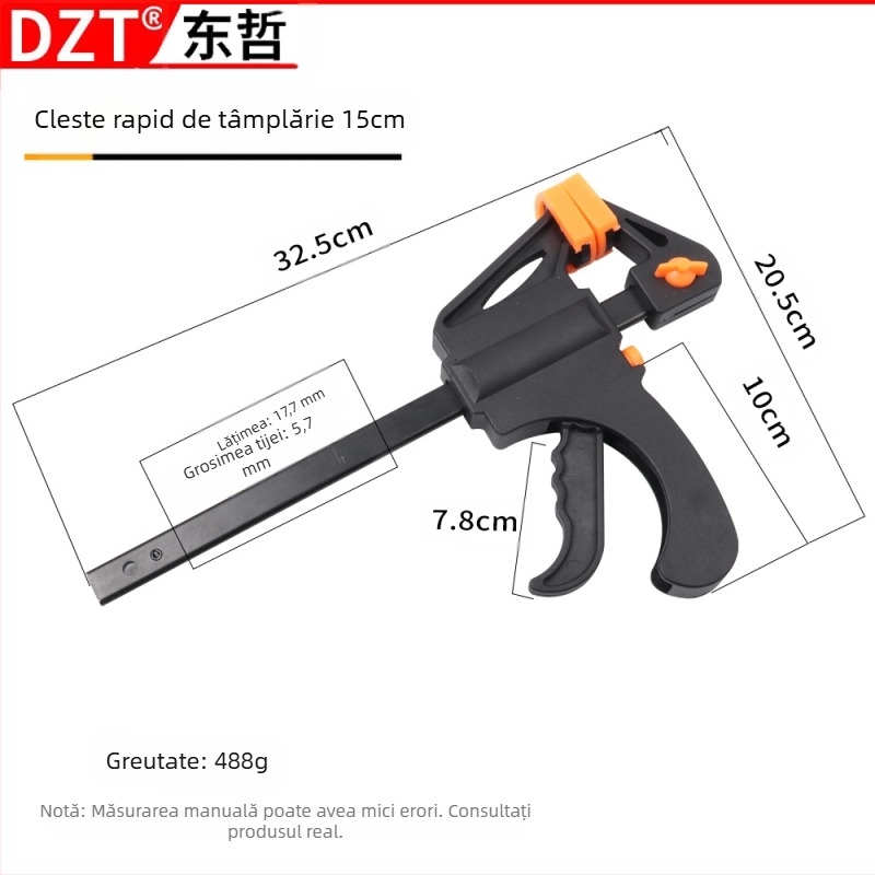 Clește pentru tâmplă în formă F, 4–30 inci, Cap din plastic, DZT/Dongzhe