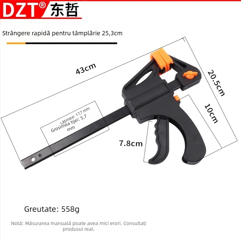 Clește pentru tâmplă în formă F, 4–30 inci, Cap din plastic, DZT/Dongzhe