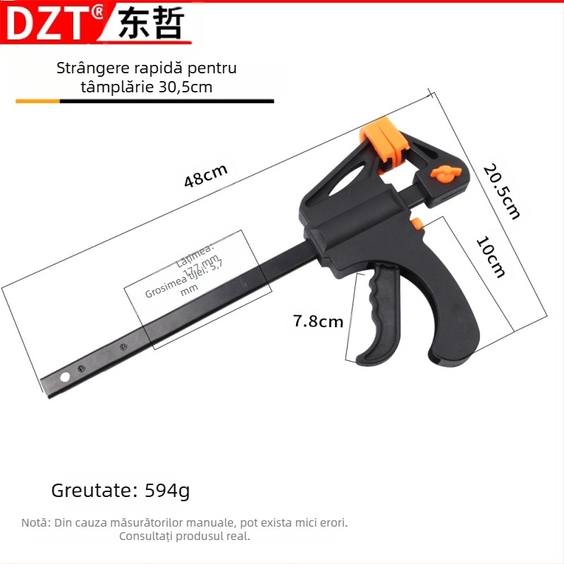 Clește pentru tâmplă în formă F, 4–30 inci, Cap din plastic, DZT/Dongzhe