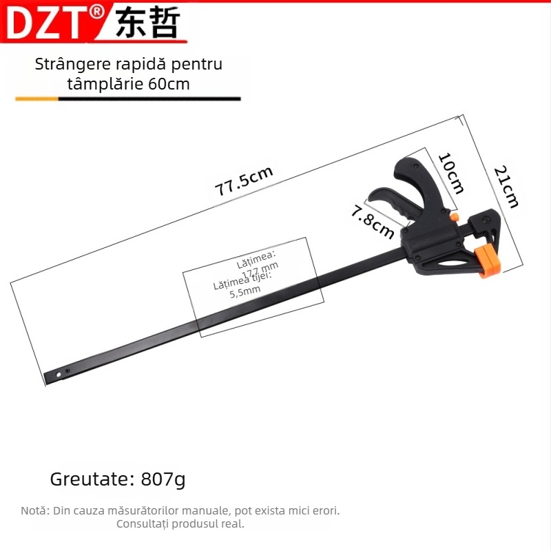 Clește pentru tâmplă în formă F, 4–30 inci, Cap din plastic, DZT/Dongzhe