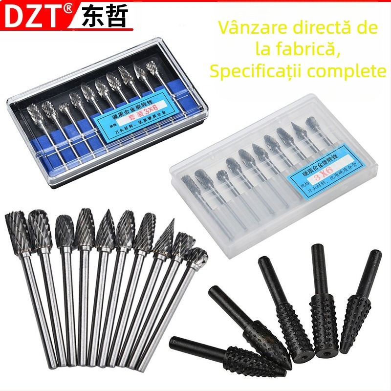 Set capete de șlefuit pentru prelucrarea lemnului – 10 bucăți, oțel-carbon, brand DZT/Dongzhe