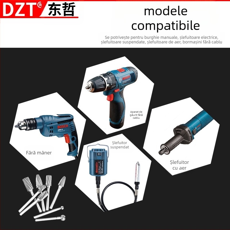 Set capete de șlefuit pentru prelucrarea lemnului – 10 bucăți, oțel-carbon, brand DZT/Dongzhe