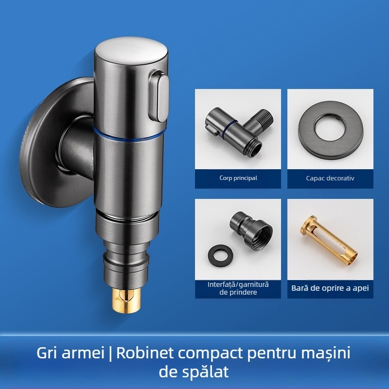 Robinet pentru mașina de spălat cu corp din cupru, ventil tip T, montaj filet, miez ceramic, 0–90°C