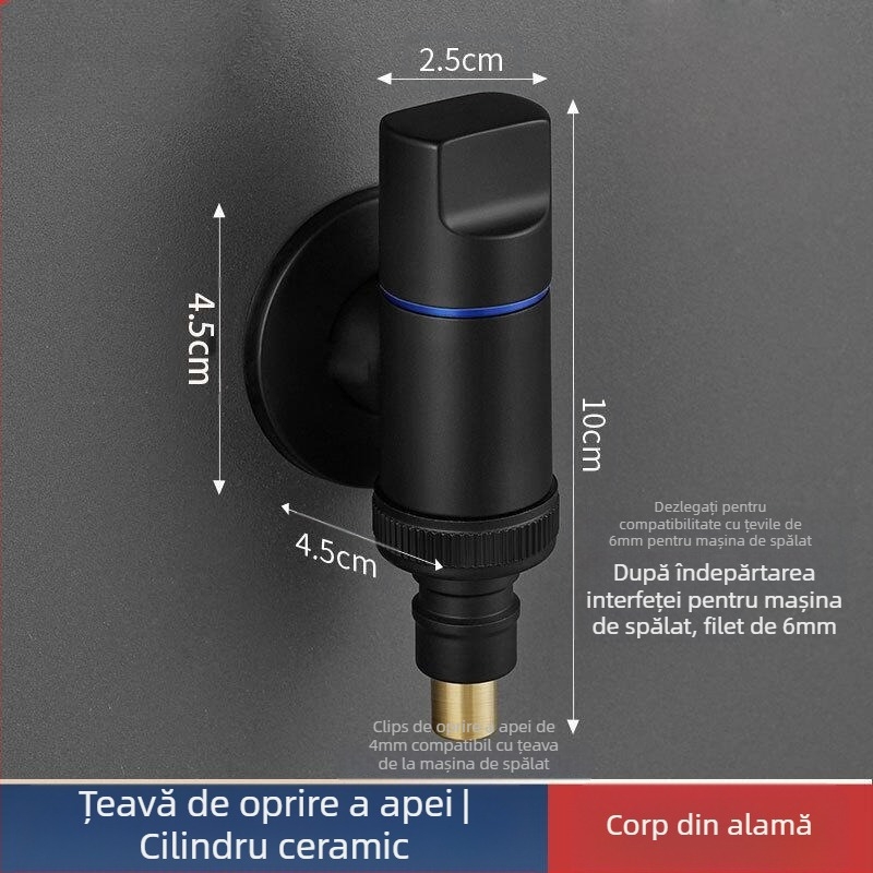 Robinet pentru mașina de spălat cu corp din cupru, ventil tip T, montaj filet, miez ceramic, 0–90°C