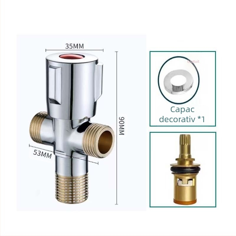 Ventil unghiular din oțel inoxidabil 304, cu trei căi, montaj în perete, pentru toaletă, boiler și robinet, presiune de lucru 0,8 MPa