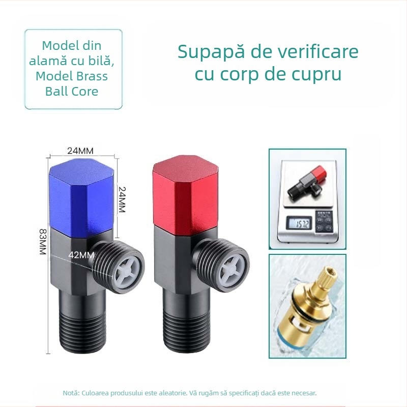 Ventil unghiular din oțel inoxidabil 304, cu trei căi, montaj în perete, pentru toaletă, boiler și robinet, presiune de lucru 0,8 MPa