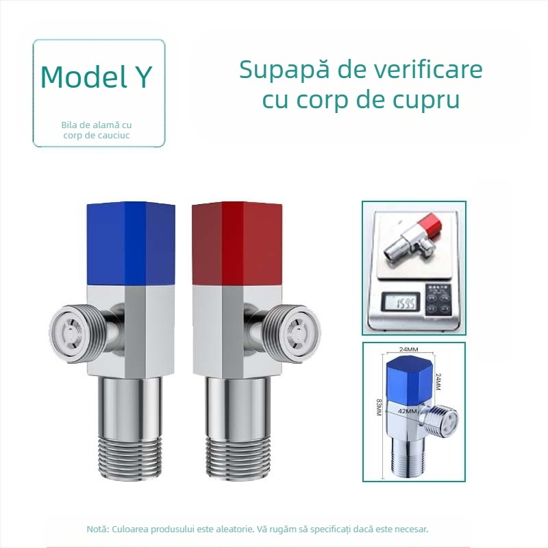 Ventil unghiular din oțel inoxidabil 304, cu trei căi, montaj în perete, pentru toaletă, boiler și robinet, presiune de lucru 0,8 MPa