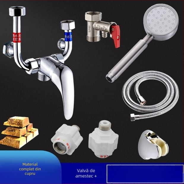 Valvă electrică de amestec pentru boiler — accesoriu pentru duș cu montaj în formă de U, model 88543, stil simplitate modernă