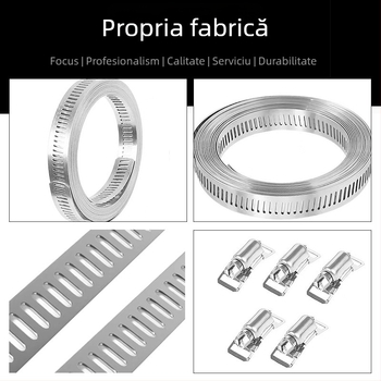 Bandă pentru gât din oțel inoxidabil 304, cu gaură prin, DIY-friendly, diametru de prindere reglabil, Mingshi