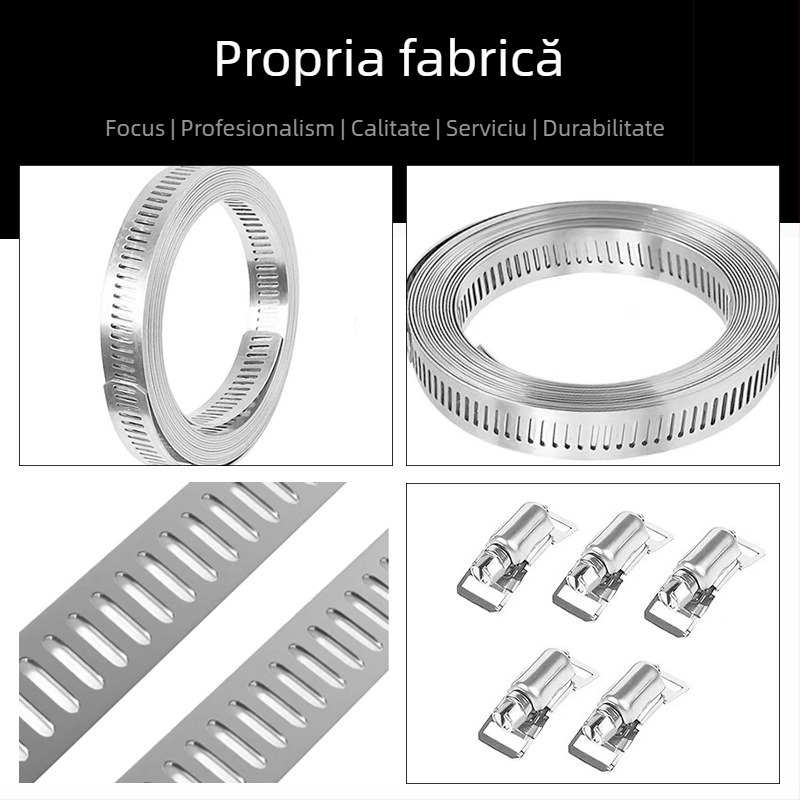Bandă pentru gât din oțel inoxidabil 304, cu gaură prin, DIY-friendly, diametru de prindere reglabil, Mingshi