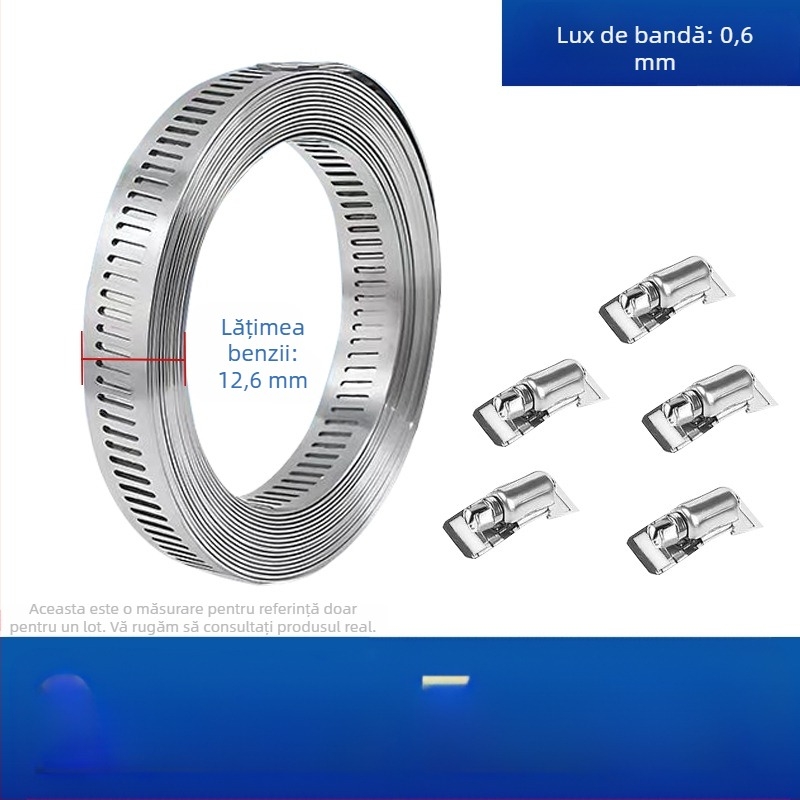 Bandă pentru gât din oțel inoxidabil 304, cu gaură prin, DIY-friendly, diametru de prindere reglabil, Mingshi
