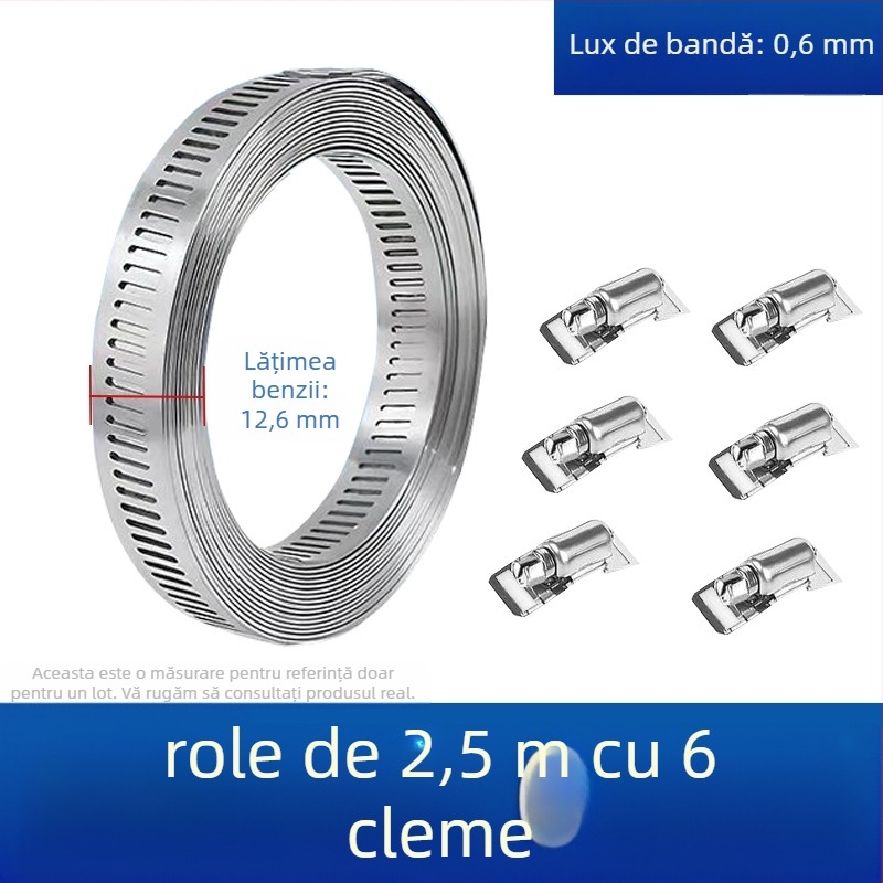 Bandă pentru gât din oțel inoxidabil 304, cu gaură prin, DIY-friendly, diametru de prindere reglabil, Mingshi