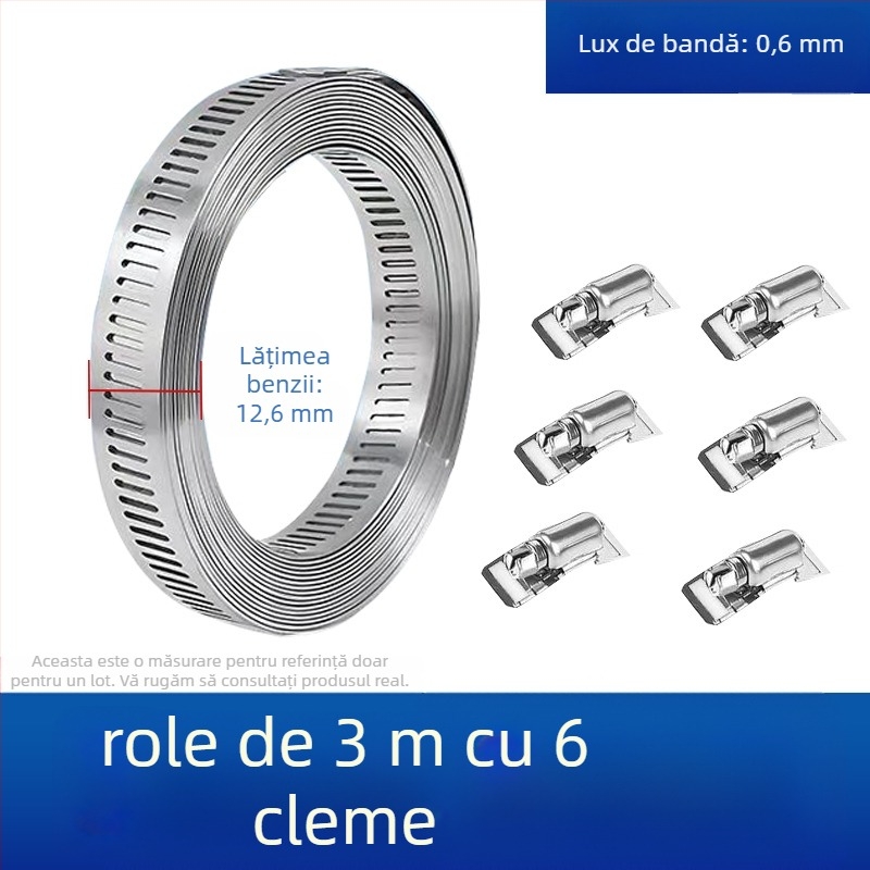 Bandă pentru gât din oțel inoxidabil 304, cu gaură prin, DIY-friendly, diametru de prindere reglabil, Mingshi