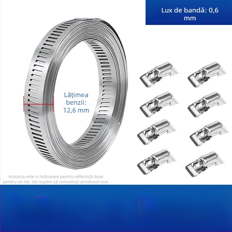 Bandă pentru gât din oțel inoxidabil 304, cu gaură prin, DIY-friendly, diametru de prindere reglabil, Mingshi