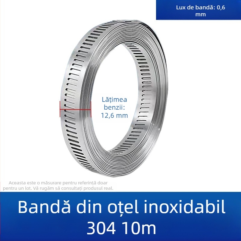 Bandă pentru gât din oțel inoxidabil 304, cu gaură prin, DIY-friendly, diametru de prindere reglabil, Mingshi