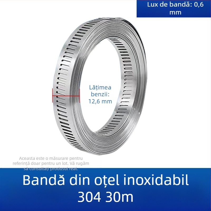 Bandă pentru gât din oțel inoxidabil 304, cu gaură prin, DIY-friendly, diametru de prindere reglabil, Mingshi