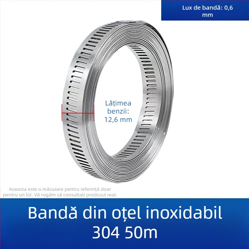 Bandă pentru gât din oțel inoxidabil 304, cu gaură prin, DIY-friendly, diametru de prindere reglabil, Mingshi