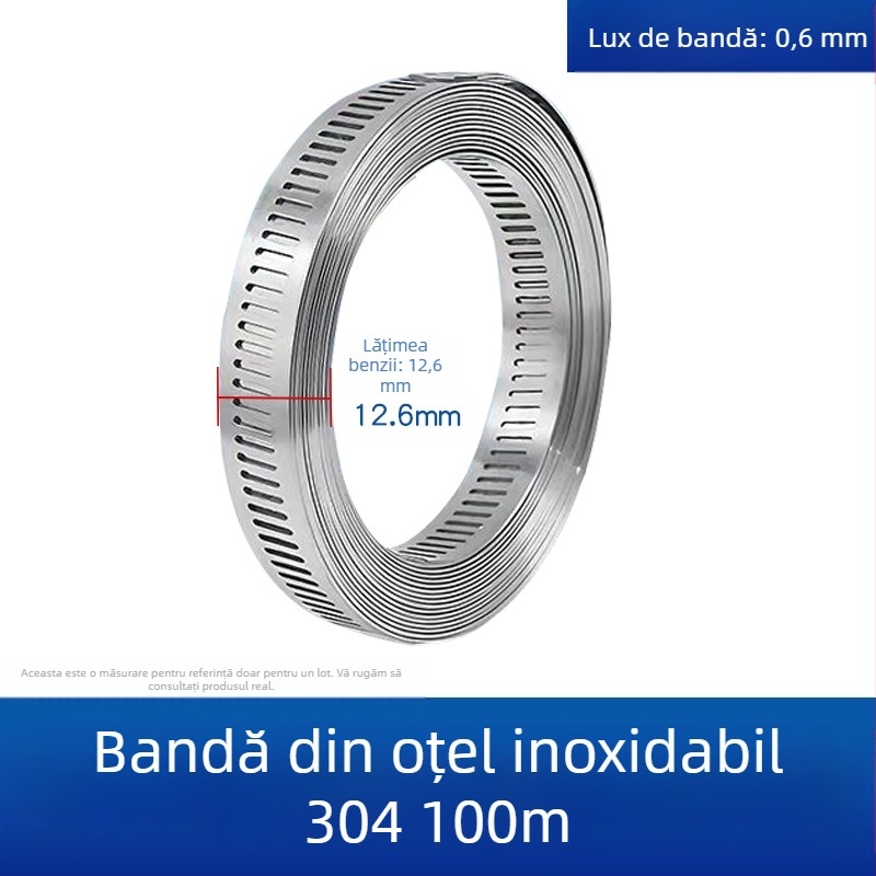 Bandă pentru gât din oțel inoxidabil 304, cu gaură prin, DIY-friendly, diametru de prindere reglabil, Mingshi