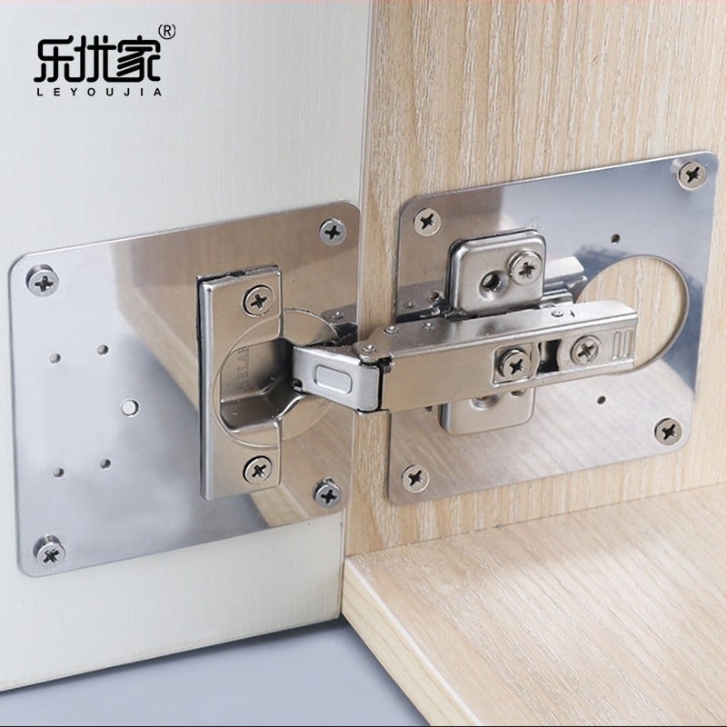 Leyoujia Plăcuță de montaj pentru balama de ușă de dulap – oțel inoxidabil, finisaj periat