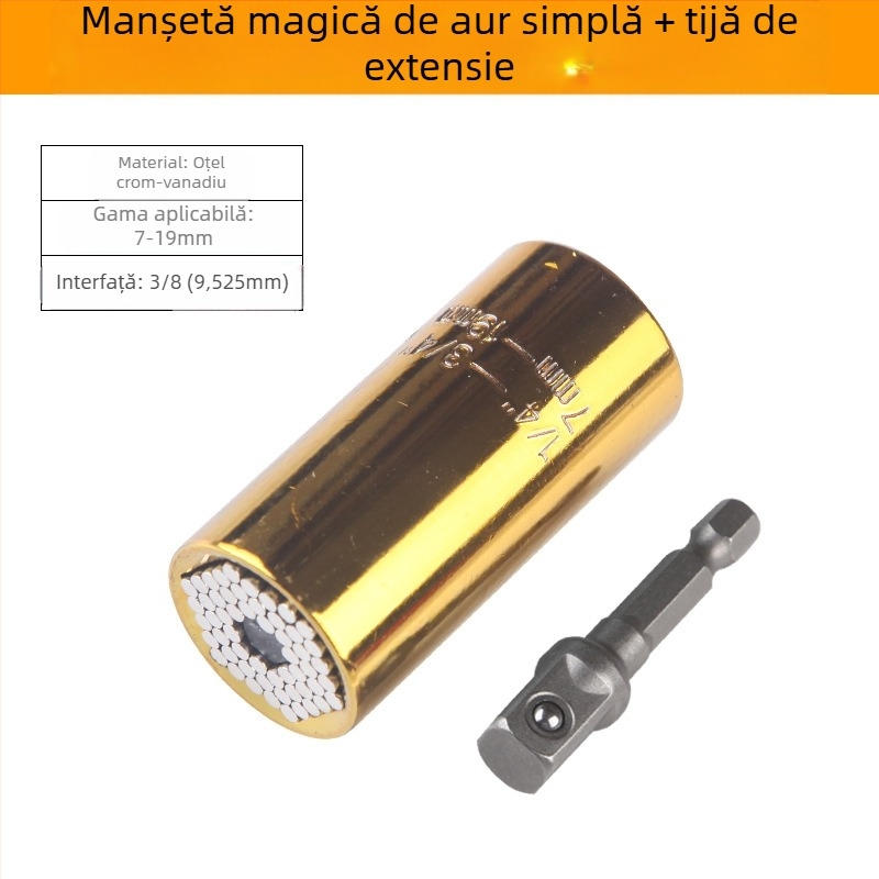 Cheie tor cu funcții multiple, cu ratchet rapid, capete duble și suporți reglabil (format metric, oțel unelte, cromat)