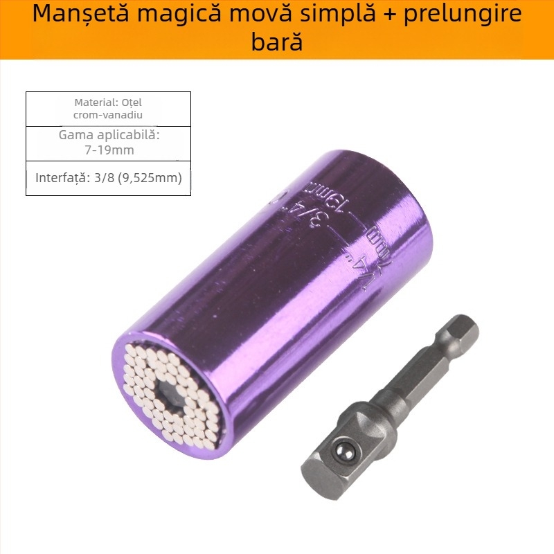 Cheie tor cu funcții multiple, cu ratchet rapid, capete duble și suporți reglabil (format metric, oțel unelte, cromat)