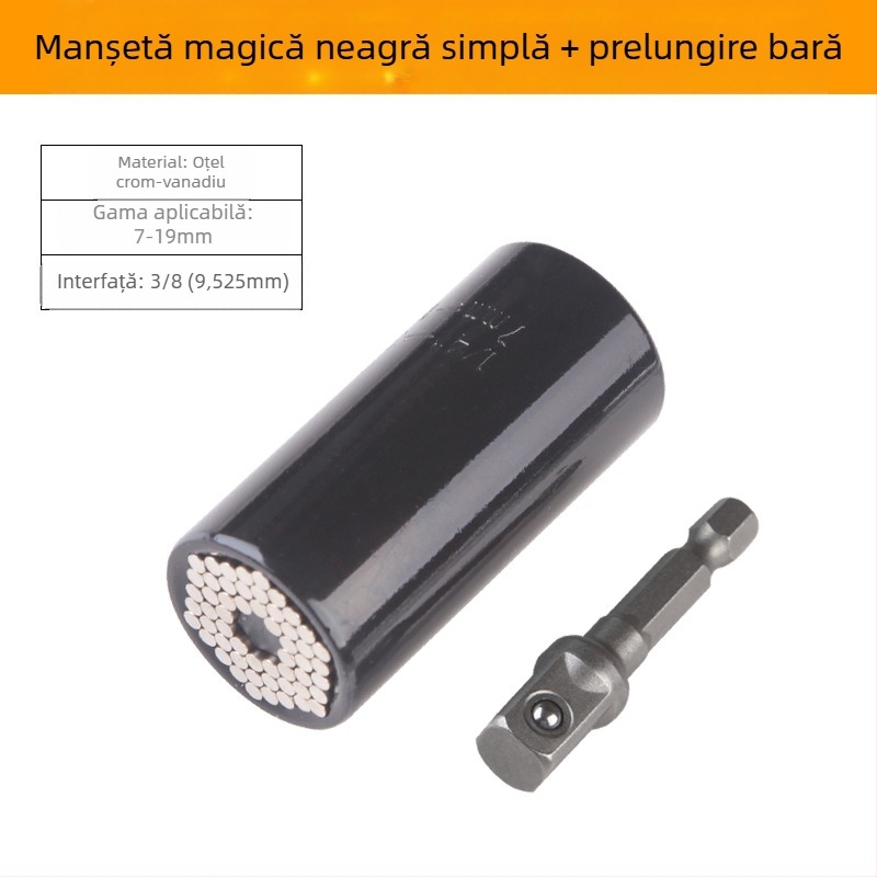 Cheie tor cu funcții multiple, cu ratchet rapid, capete duble și suporți reglabil (format metric, oțel unelte, cromat)