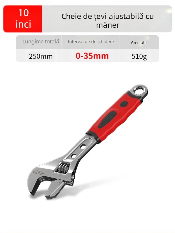 Cheie reglabilă cu deschidere mare, unealtă manuală multifuncțională, oțel crom-vanadiu