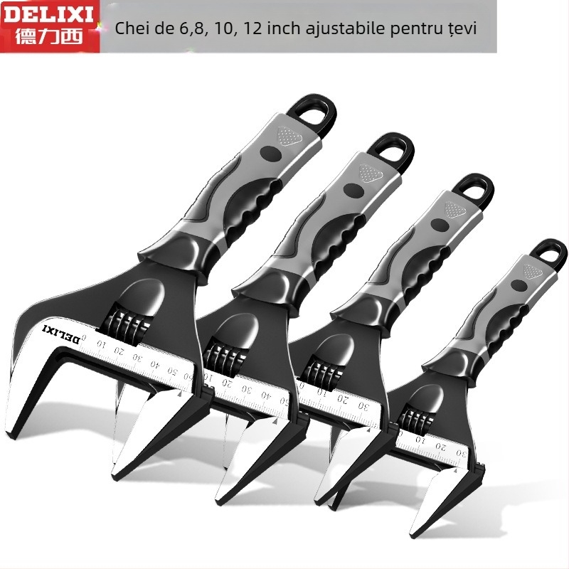 Cheie reglabilă cu deschidere mare, unealtă manuală multifuncțională, oțel crom-vanadiu