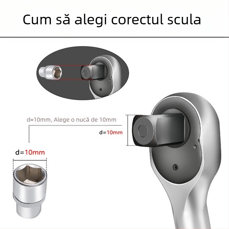 Set cheie dinamometrică cu rachetă, 8 piese, oțel crom-vanadiu, finisaj lucios, precizie ±3