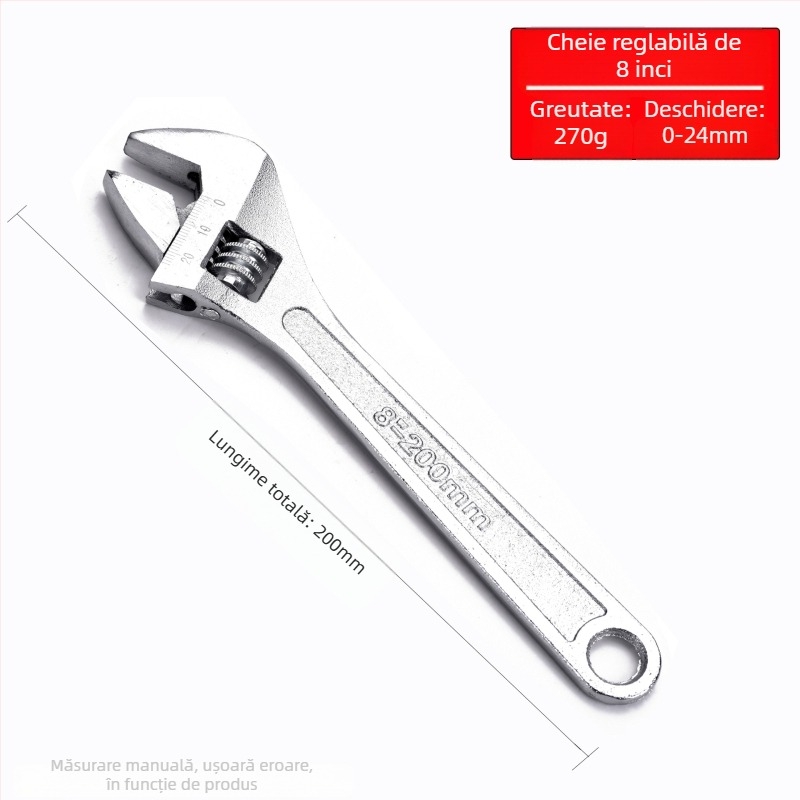 Cheie reglabilă cu deschidere mare, cheie pentru baie și țevi, unelte de reparații manuale | Brand: Other; Material: oțel cu carbon înalt; Tip: cheie cu dinți mobili