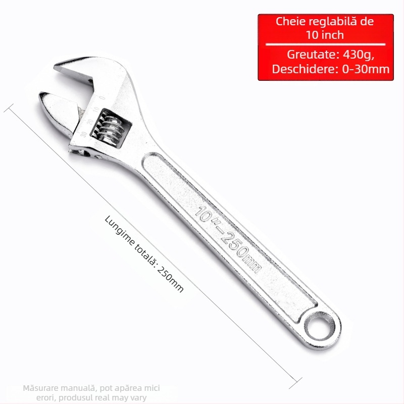 Cheie reglabilă cu deschidere mare, cheie pentru baie și țevi, unelte de reparații manuale | Brand: Other; Material: oțel cu carbon înalt; Tip: cheie cu dinți mobili