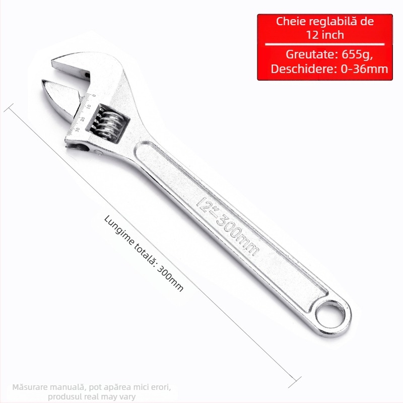 Cheie reglabilă cu deschidere mare, cheie pentru baie și țevi, unelte de reparații manuale | Brand: Other; Material: oțel cu carbon înalt; Tip: cheie cu dinți mobili