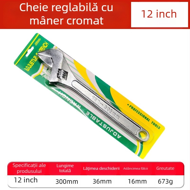 Cheie reglabilă cu deschidere mare, cheie pentru baie și țevi, unelte de reparații manuale | Brand: Other; Material: oțel cu carbon înalt; Tip: cheie cu dinți mobili