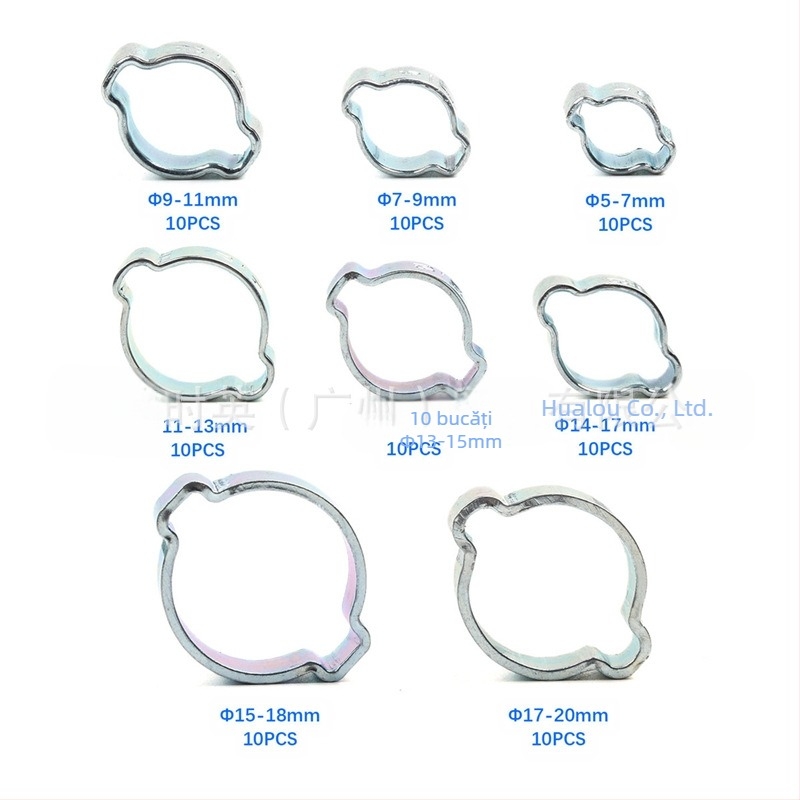 Clamă pentru țevi, cu urechi duble, galvanizată, pentru țevi de 5–20 mm, marcă SY