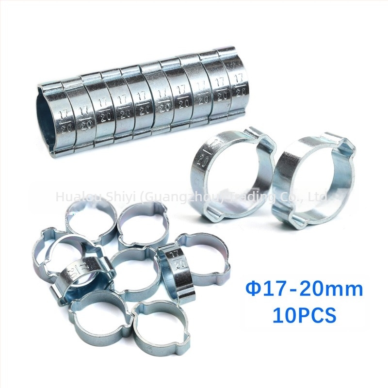 Clamă pentru țevi, cu urechi duble, galvanizată, pentru țevi de 5–20 mm, marcă SY