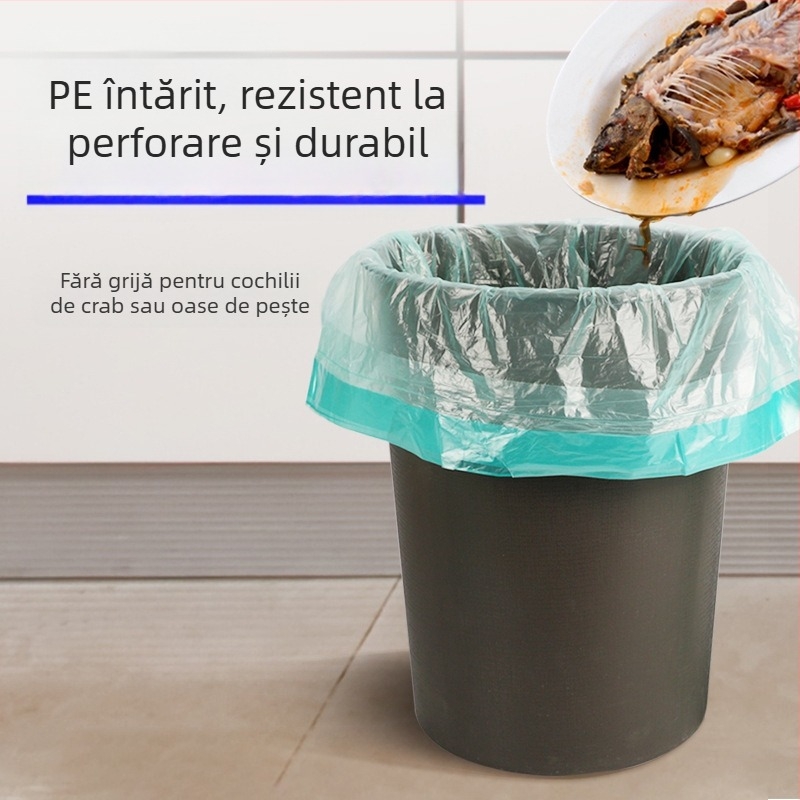 HS pungi de gunoi cu șnur, din HDPE, de unică folosință, pentru uz casnic, grosime 0,011 mm