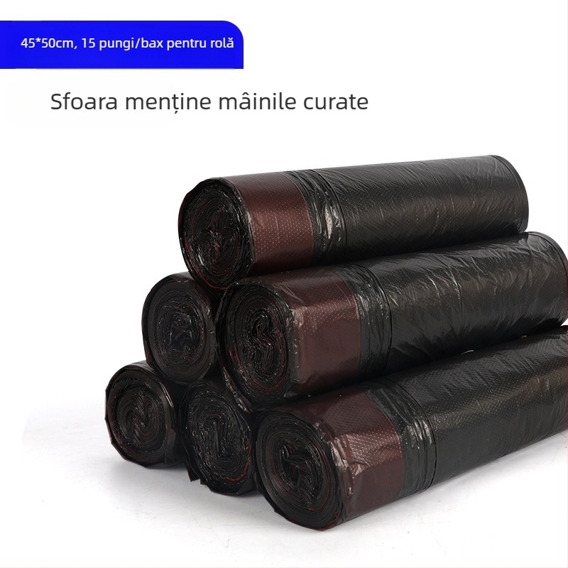 HS pungi de gunoi cu șnur, din HDPE, de unică folosință, pentru uz casnic, grosime 0,011 mm