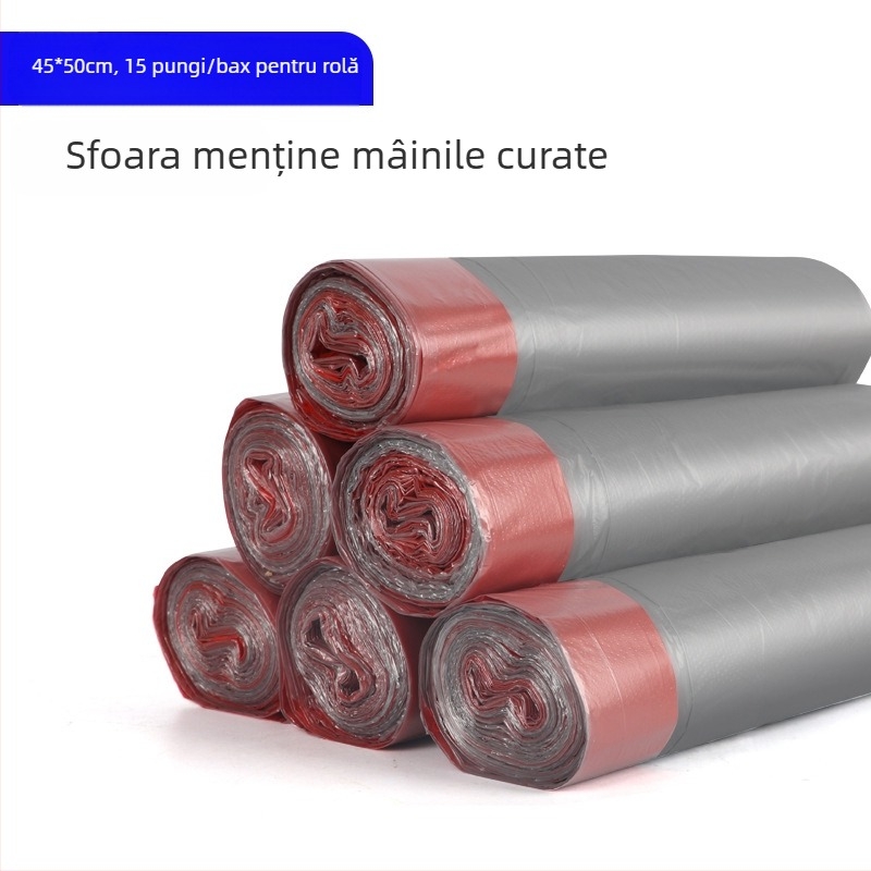 HS pungi de gunoi cu șnur, din HDPE, de unică folosință, pentru uz casnic, grosime 0,011 mm