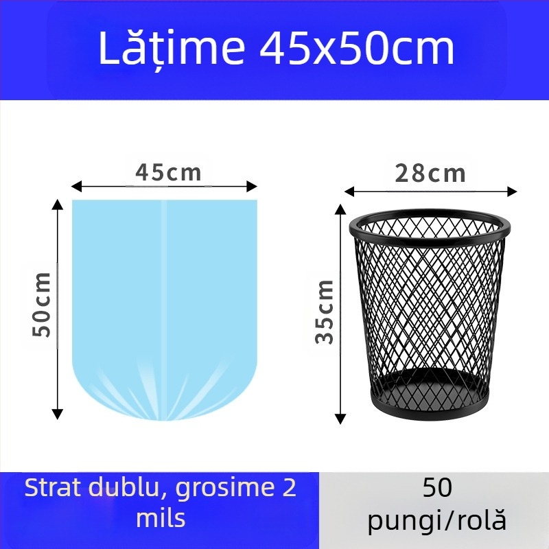 HS pungi de gunoi cu șnur, din HDPE, de unică folosință, pentru uz casnic, grosime 0,011 mm