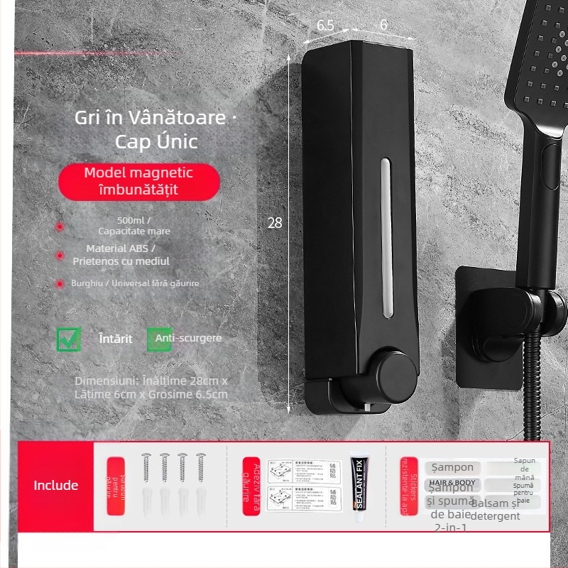 Dispenser de săpun, montat pe perete, din plastic, pentru baie și bucătărie, cu acționare prin apăsare, design modern minimalist