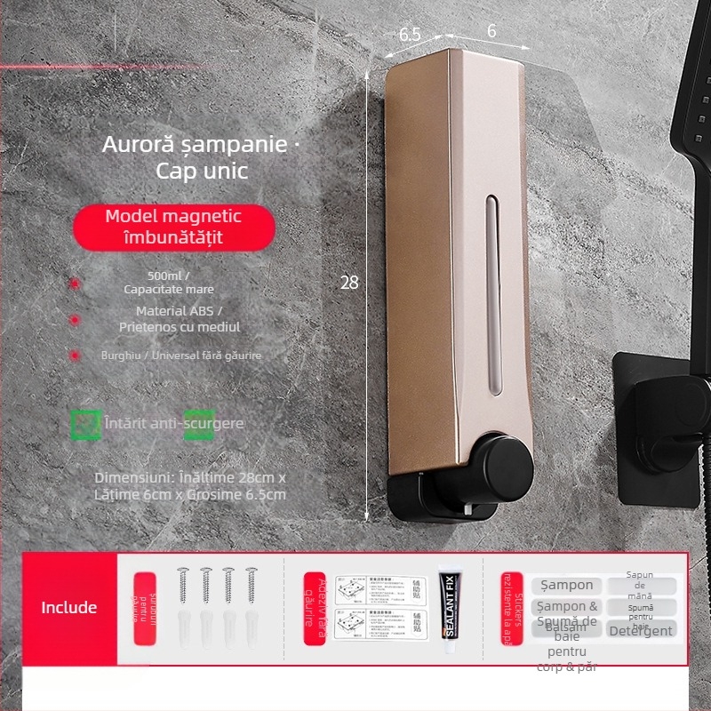 Dispenser de săpun, montat pe perete, din plastic, pentru baie și bucătărie, cu acționare prin apăsare, design modern minimalist