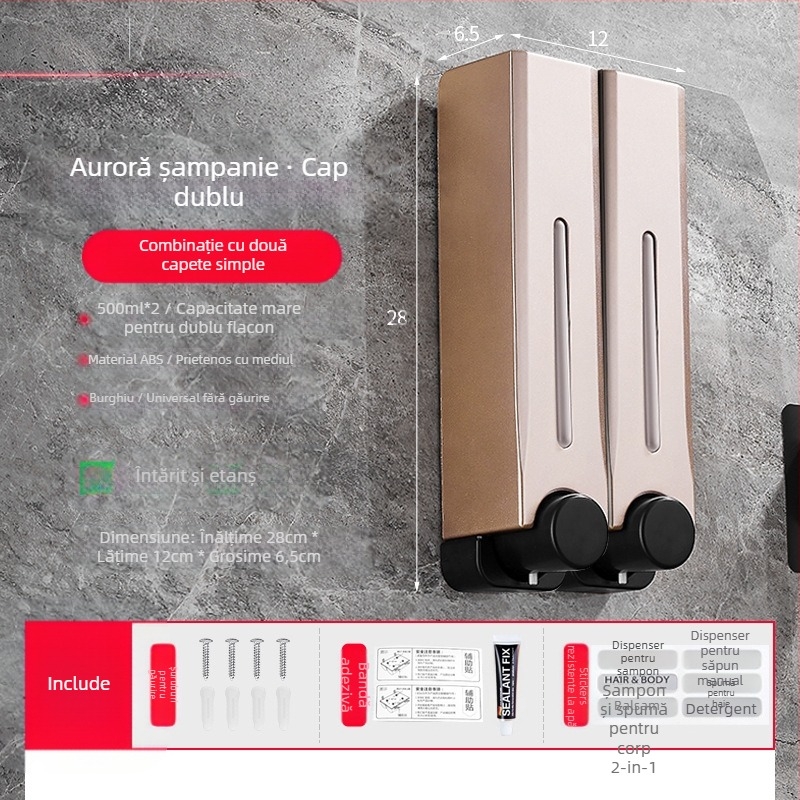 Dispenser de săpun, montat pe perete, din plastic, pentru baie și bucătărie, cu acționare prin apăsare, design modern minimalist