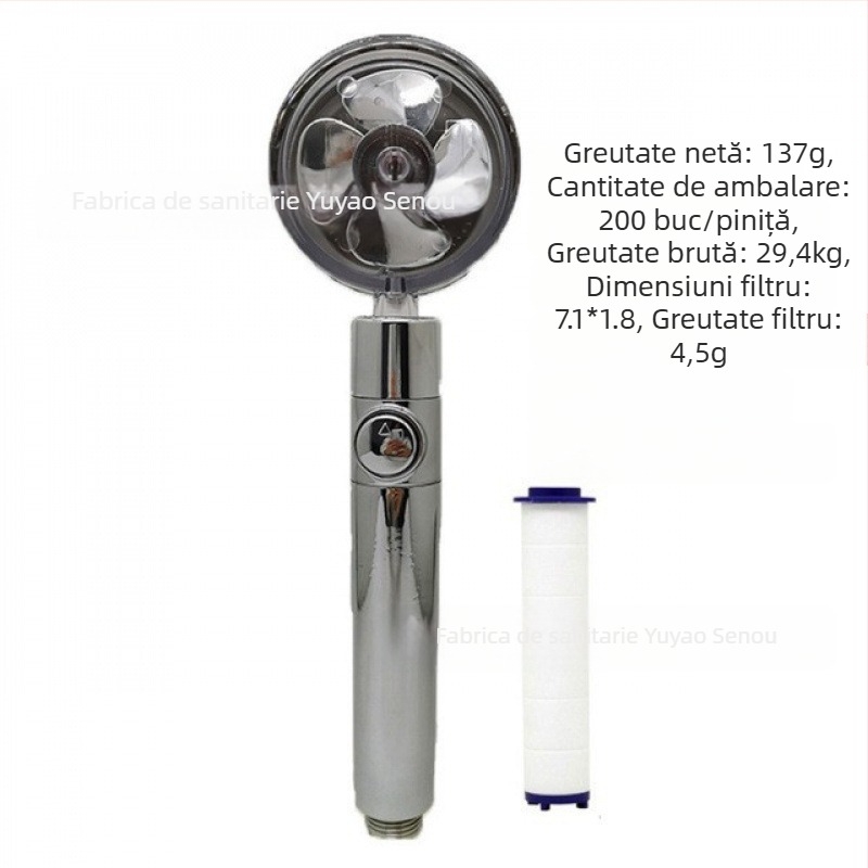 Cap de duș - Model: Small Waist Shower Head, ABS, Rotund, Funcție ploaie, Montaj cu filet