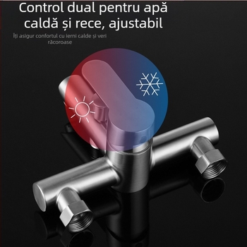 Set de duș din oțel inoxidabil, montat pe perete, robinet amestecător cu cartuș ceramic, model S-L005